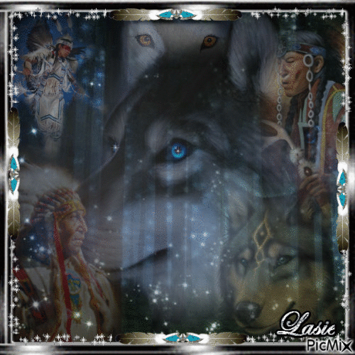 Le loup et les amérindiens ♥♥♥ - 免费动画 GIF
