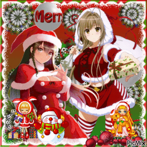 Manga Merry Christmas - Бесплатни анимирани ГИФ