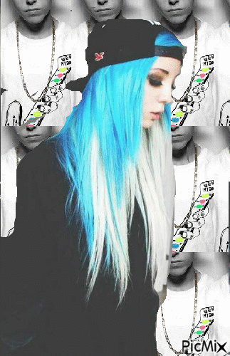 Blue hair - Free animated GIF