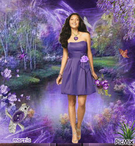 femme en violet - GIF animé gratuit