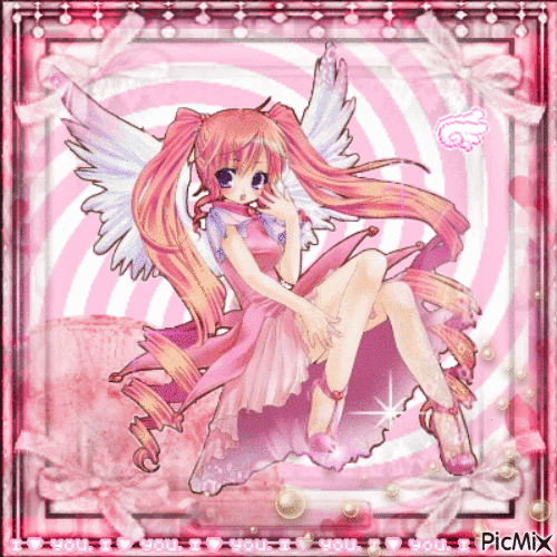 pink anime angel - GIF animé gratuit
