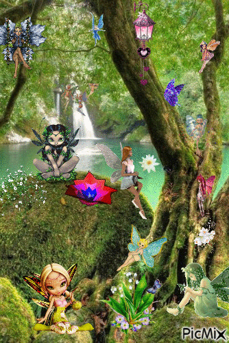 les fée au bord de l'eau - 無料のアニメーション GIF