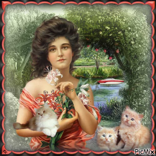 Ladies with cats - Contest - zdarma png