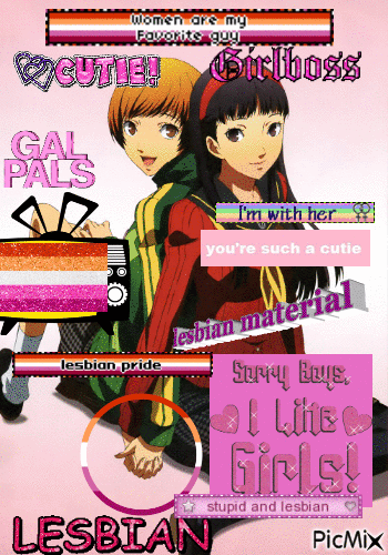 yukiko x chie persona 4 canon lesbians - GIF animé gratuit