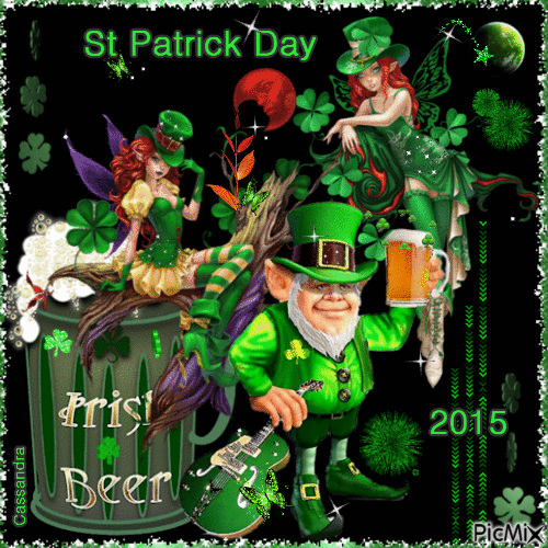 Happy St Patrick Day - <3 Évangélisateur de l'Irlande, saint Patrick aurait expliqué le concept de la Sainte Trinité aux Irlandais lors d'un sermon au Roc de Cashel grâce à un trèfle, en faisant ainsi le symbole de l'Irlande... - GIF animado gratis