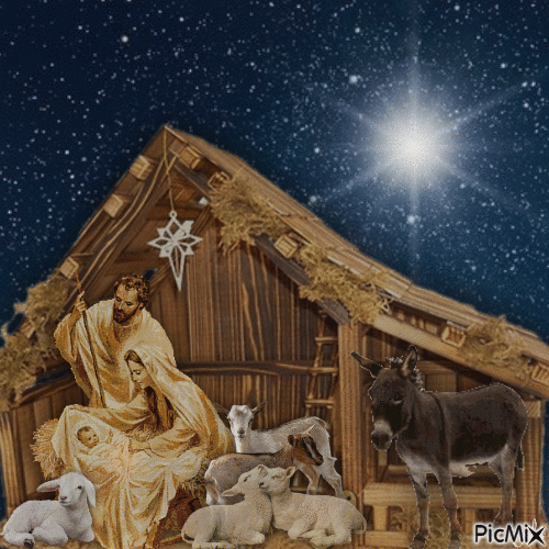 Joyeux Noël - Nativité - Бесплатный анимированный гифка