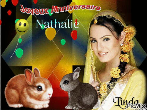 5 Avril anniversaire de ma fille Nathalie Bonne anniversaire - Бесплатный анимированный гифка