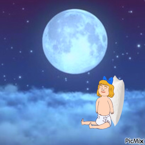Baby sleeping on clouds - Free PNG