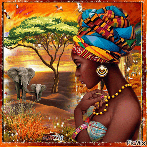 Ritratto di donna africana - Бесплатни анимирани ГИФ