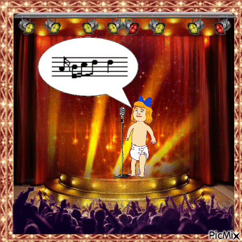 Baby singing on stage - Free animated GIF