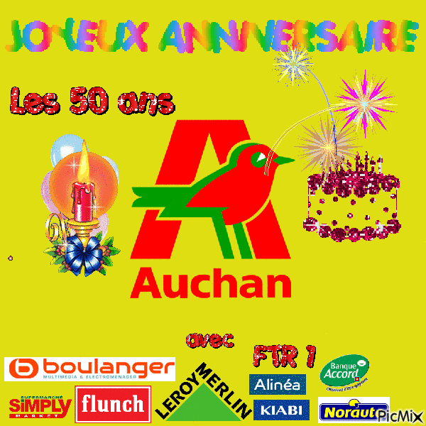 Les 50 ans Auchan - Nemokamas animacinis gif
