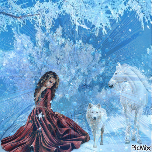 femme dans la neige - Free animated GIF