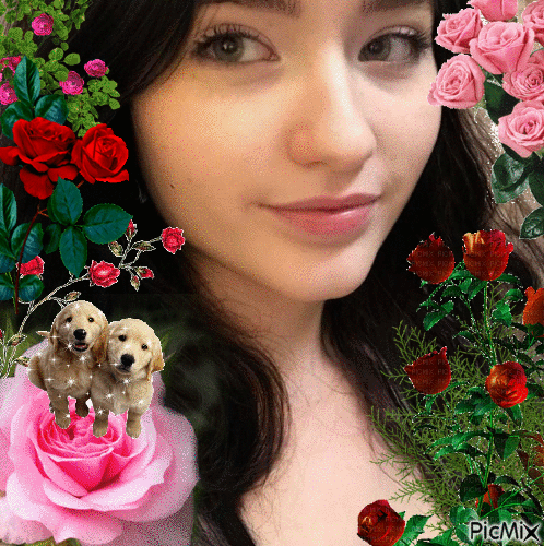 me with roses - Безплатен анимиран GIF