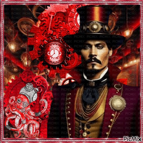 Rouge steampunk. - PNG gratuit