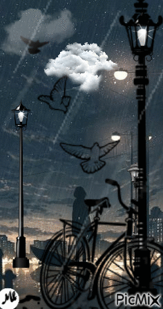 Noche de lluvia - Darmowy animowany GIF