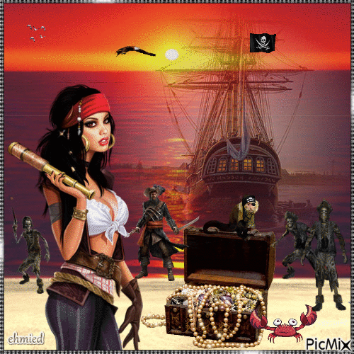 Sunset & The Pirates! - Free animated GIF