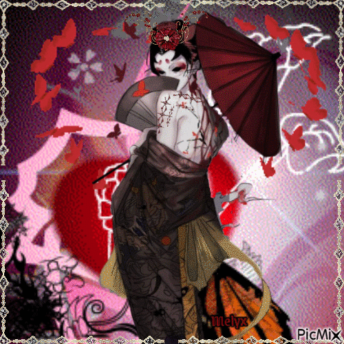 japan madame batterfly goth - Nemokamas animacinis gif