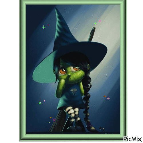 green witch doll - GIF animate gratis