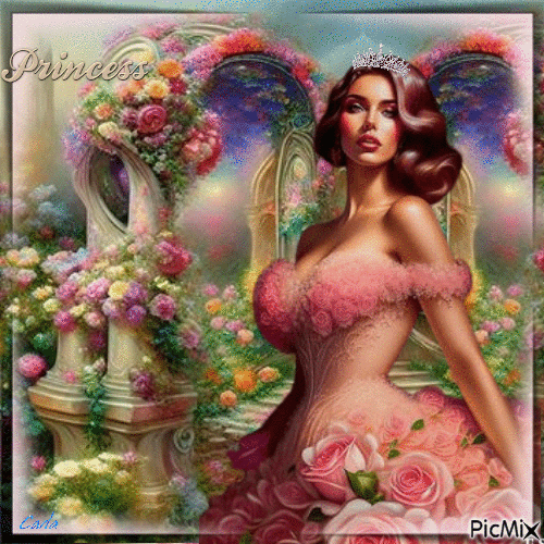 Une princesse et des roses - Безплатен анимиран GIF