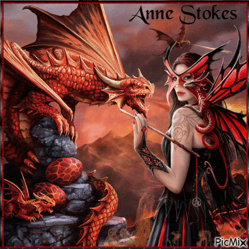 Anne Stokes' Dragons - Bezmaksas animēts GIF