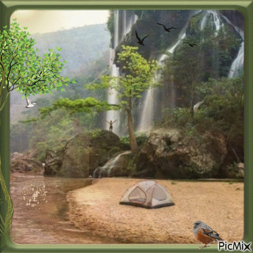 Campamento en la isla - Darmowy animowany GIF