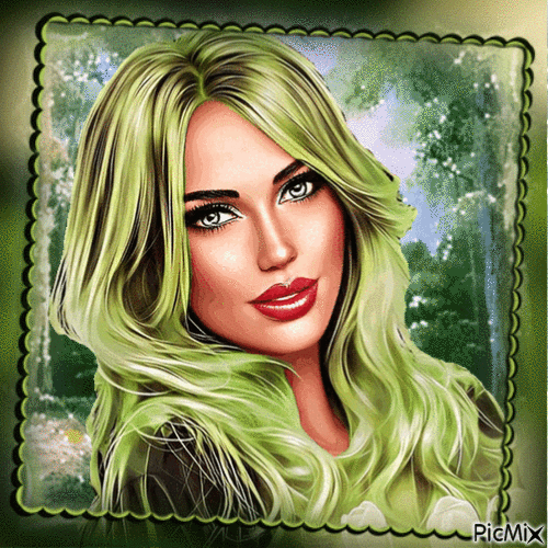 Portrait de femme en vert - 免费动画 GIF