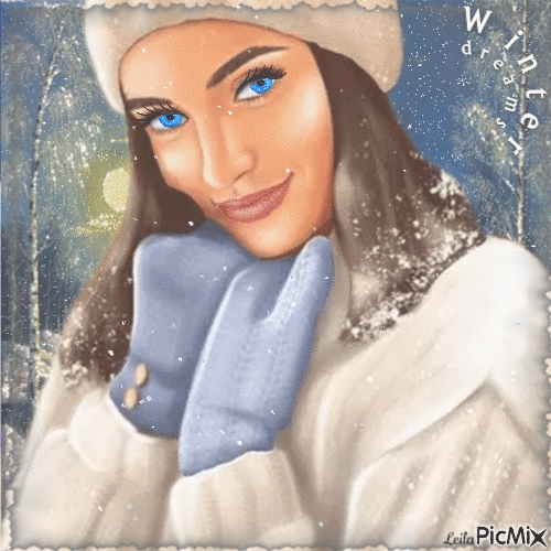 Winter dream. Woman in the snow - Nemokamas animacinis gif