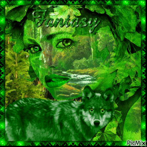 Green eyed wolf