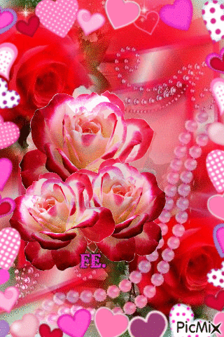 Rózsák szíves keretben! - GIF animé gratuit