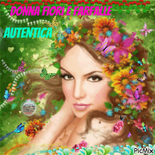 AUTENTICA -Donna Fiori e Farfalle - 無料のアニメーション GIF