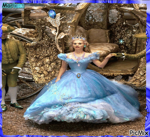 Portrait Cinderella Girl Flower Deco Glitter Colors Glamour Blue Fashion - GIF animasi gratis