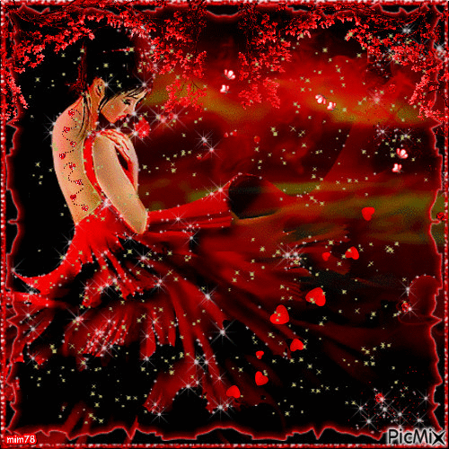 femme en rouge - 免费动画 GIF