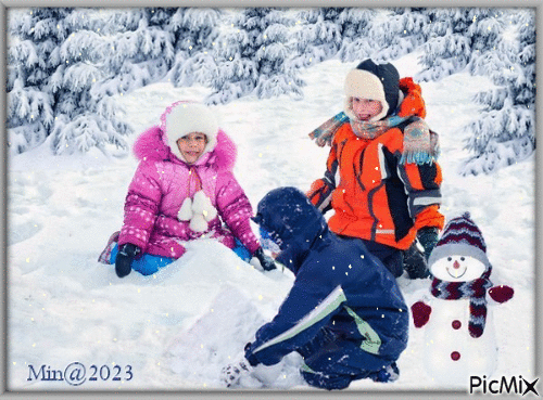En vinterdag med barn - Δωρεάν κινούμενο GIF