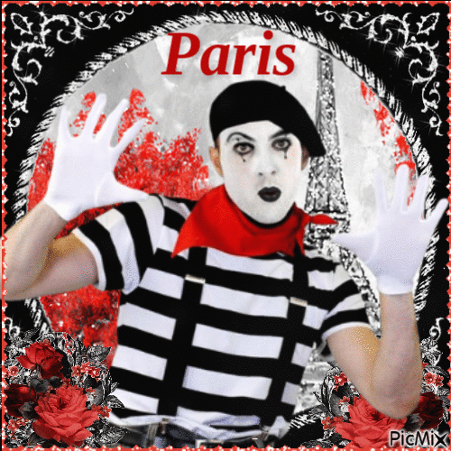 Mime artist - Red, white and black tones - Free animated GIF