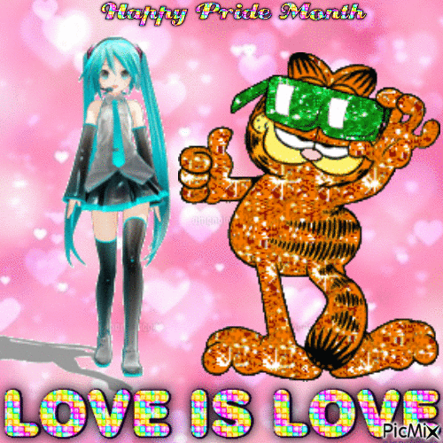 hatsune miku garfield love is love lgbtq happy pride month - Nemokamas animacinis gif