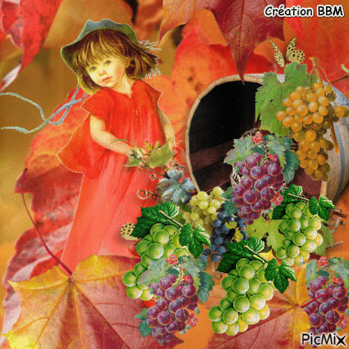 La petite fille et les raisins par BBM - GIF animasi gratis