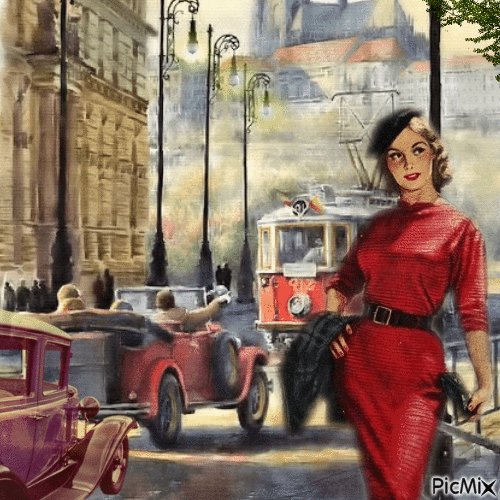 Auf der Straße - Vintage - Animovaný GIF zadarmo