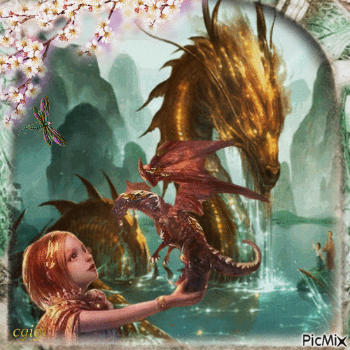 Enfant Dragon fantasy art - Ingyenes animált GIF