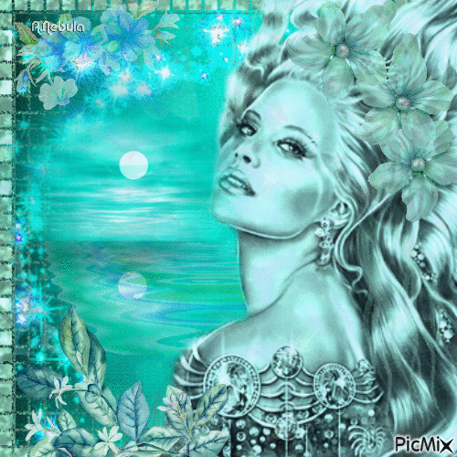 Woman in turquoise - Бесплатный анимированный гифка