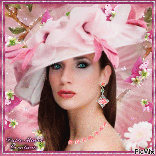 Woman with pink hat - Gratis geanimeerde GIF