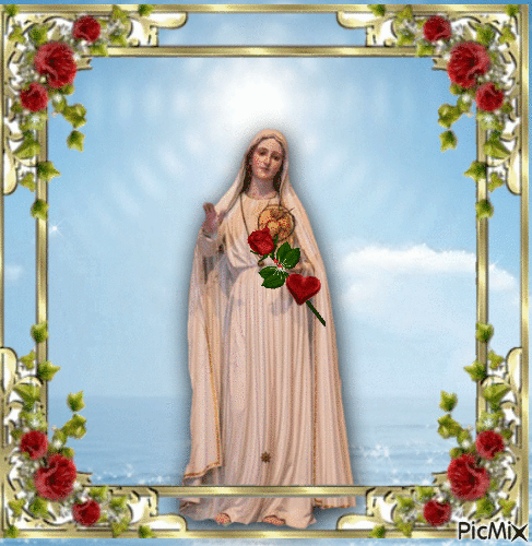 Blessed Mother and Roses - GIF animado grátis