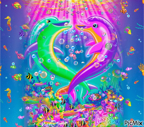 lisa frank dolphins - Darmowy animowany GIF