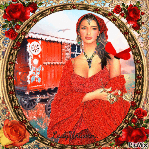 Gypsy woman portret - GIF animado grátis