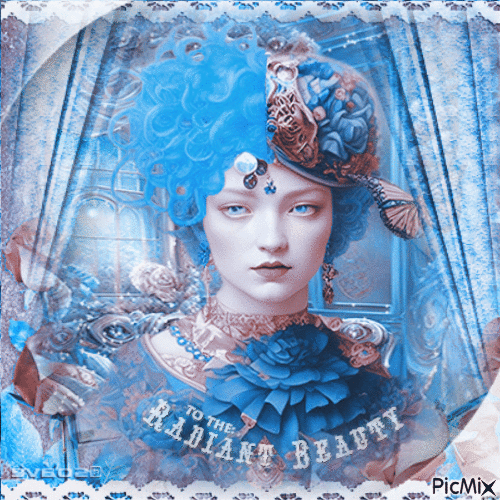 Woman portrait blue - Δωρεάν κινούμενο GIF