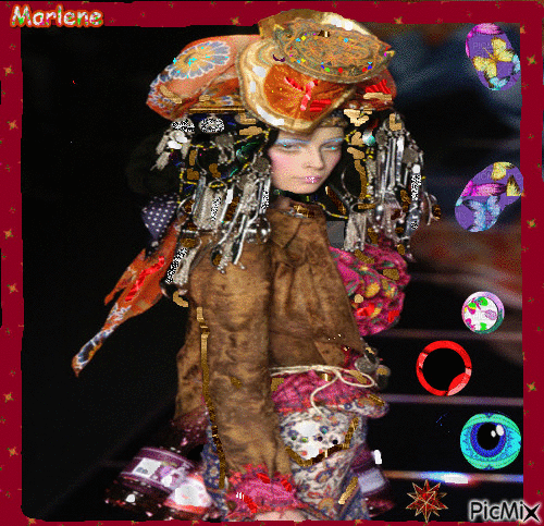 Portrait Carnaval Woman Colors Hat Deco Glitter Fashion Glamour - GIF animé gratuit