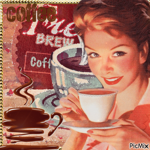 Zeit für Kaffee - Vintage - Darmowy animowany GIF