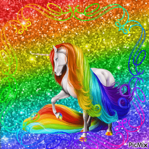 Rainbow Unicorn - Безплатен анимиран GIF