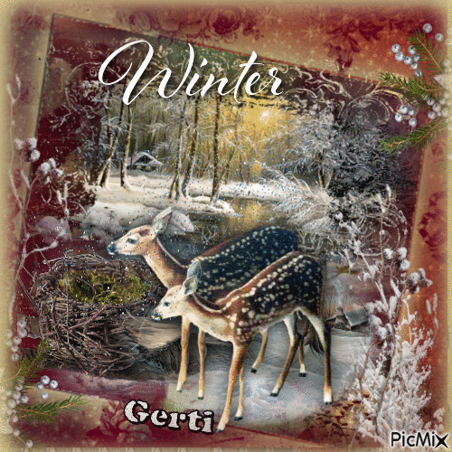 Winter landscape with nature - GIF animate gratis