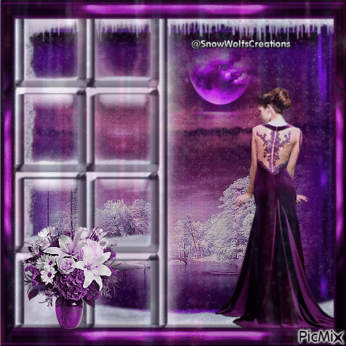 Purple Winter And Lady In Purple - Besplatni animirani GIF
