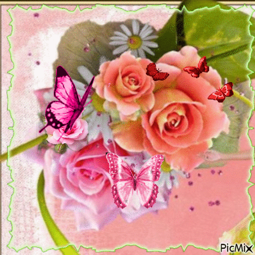 One fleur et and Papillon - Free animated GIF